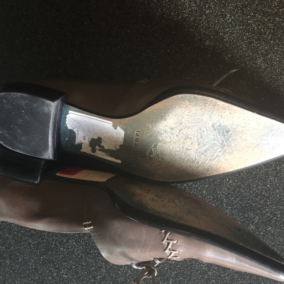 Giorgio Armani NWT taupe leather loafers, with leather ties, 37 EU or 6 US. NEW - Picture 6 of 7